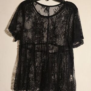 SHEIN Black Lace Blouse